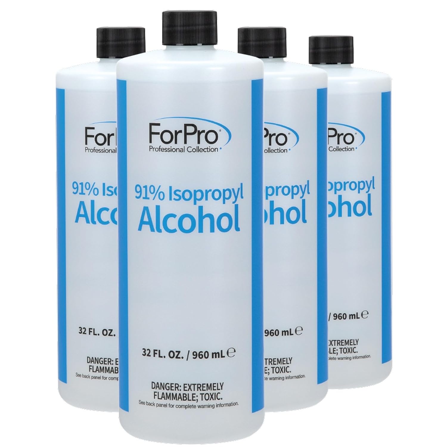 ForPro 91% Isopropyl Alcohol (IPA), Pure & Unadulterated Concentrated Alcohol, 1 Gallon, 32 Fl Oz (Pack of 4)