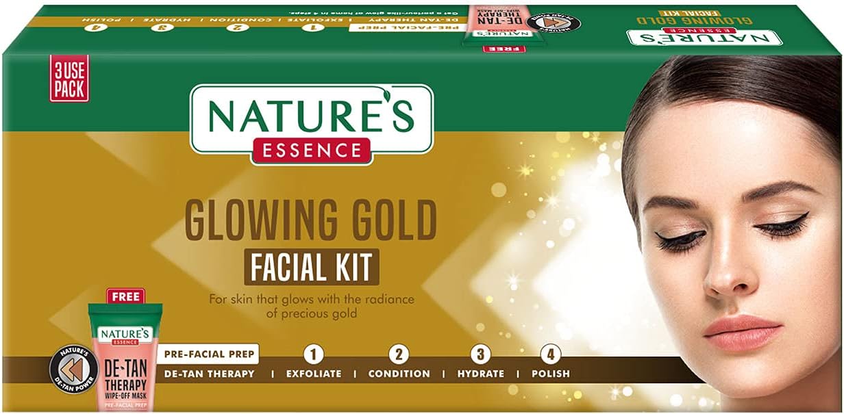 Nature's Essence Glowing Gold Facial Kit (60Grams+15ML)