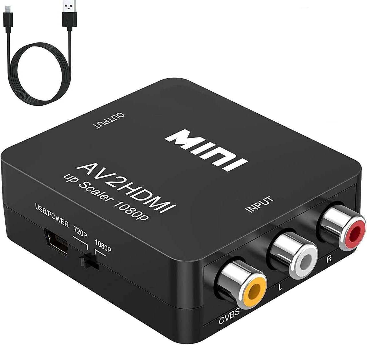 BD&M AV to HDMI Converter, RCA to HDMI Adapter, Composite CVBS Video Audio Support PAL/NTSC for TV/PC/ PS3/ STB/Xbox VHS/VCR/Blue-Ray DVD Players