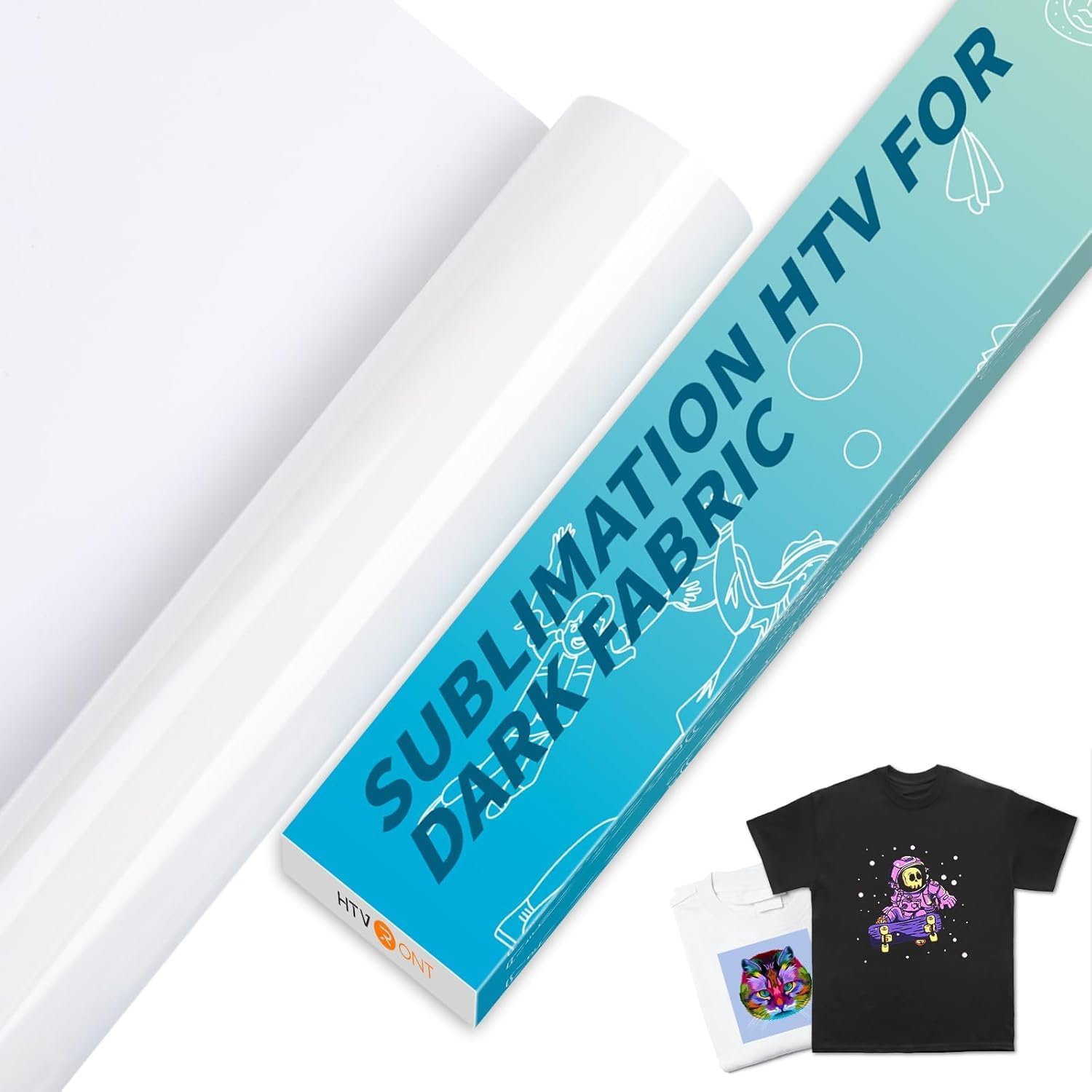 HTVRONT Sublimation HTV for Dark/Light Fabric - Matte Sublimation Vinyl 12" X 10FT(30.5x305CM) for T-Shirts - Work Together with Sublimation Paper, Sublimation Ink, Heat Press (Matte)