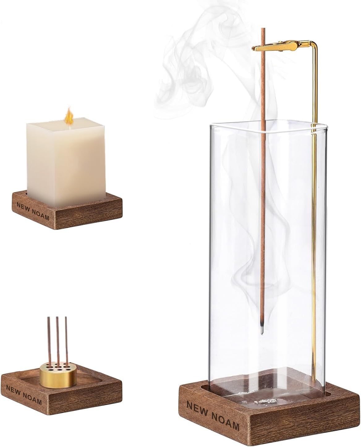 Incense Stick Holder Ash Catcher, Wooden Incense Holders for Sticks Ash Catcher, Handmade Incense Stick Holder Modern Design With Cone Coil for Home