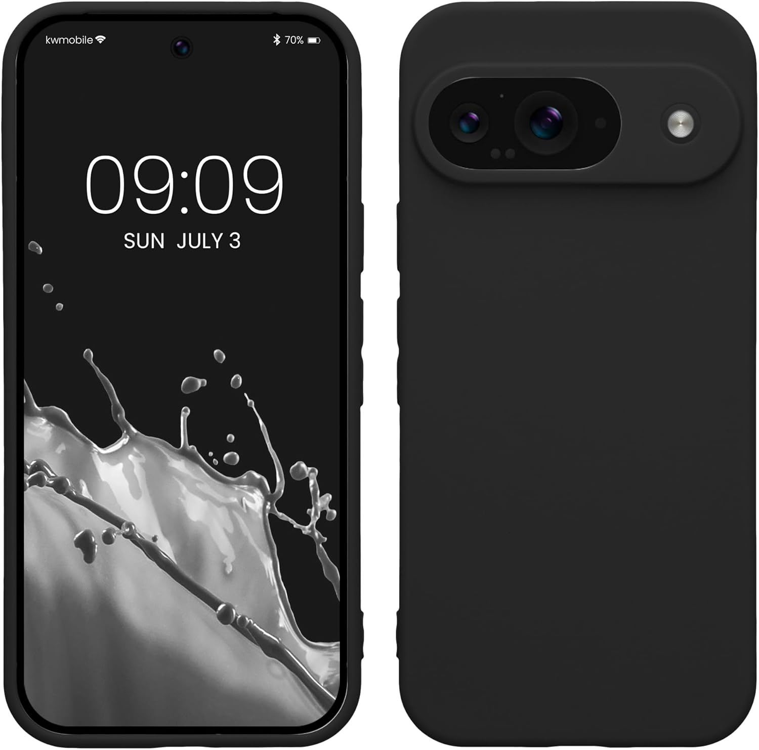 kwmobile Case Compatible with Google Pixel 9 Case - Protective Slim TPU Phone Cover - Soft Matte Finish - Black Matte