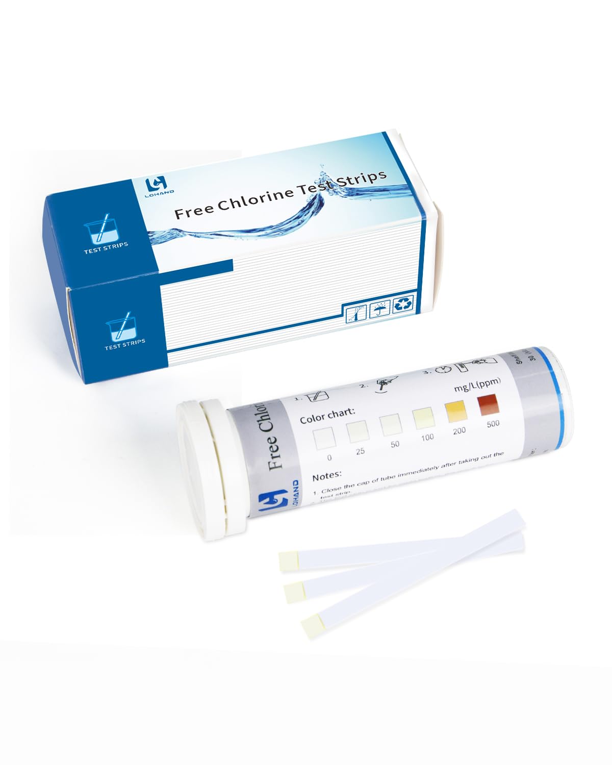 0-500 ppm Chlorine Test Strips for Restaurant Sanitizer Test Kit, 100 Strips per Vial, Bleach Test Strips, Testing Kit for Food Service, Bars, Hotels, Kitchen Supplies, Food Trucks, Daycare, Factory