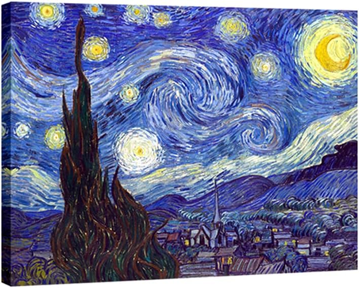 Wieco Art-Van Gogh Starry Night Reproduction Modern Canvas Prints Artwork for Home Office Decorations