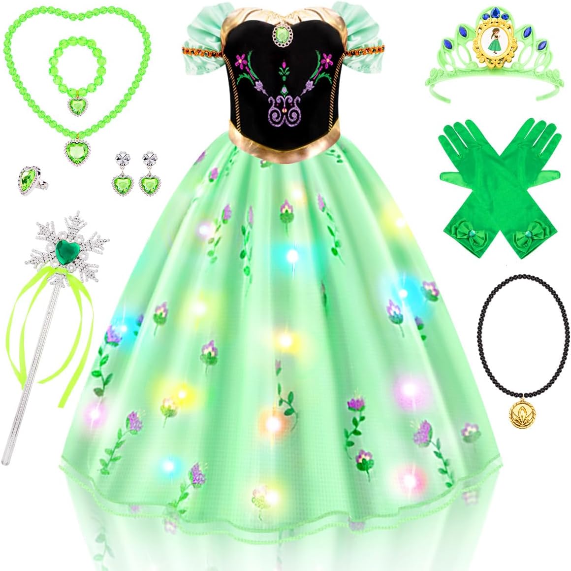MELAND Princess Costumes for Girls, Princess Dress Up for Girls Age 3-10 Years Old, Fancy Dress for Kids & Toddlers Halloween Costumes(S)