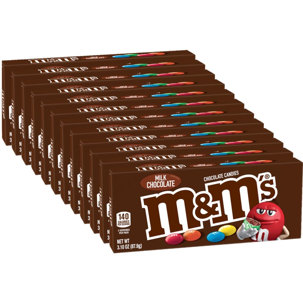 M&M'S Milk Chocolate Candy Movie Theater Box, 3.10 Ounce (Pack of 12)