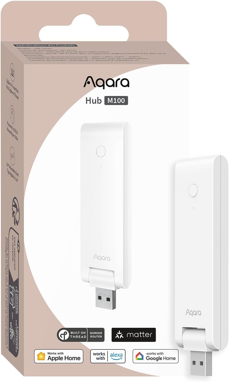 Aqara Smart Hub M100 for Automation, Matter Controller, Thread Border Router, Features Aqara Zigbee (Not third-party), Wi-Fi, Supports Amazon Alexa, Apple Homekit, Google Home, SmartThings, IFTTT