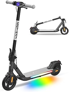 Gotrax Comet Foldable Electric Scooter for Kids 6-12, Thumb-Throttle Control with Music Speaker, 150W Motor, Colorful Pedal Light & Flash Red Taillight, Great Present for Boys Girls