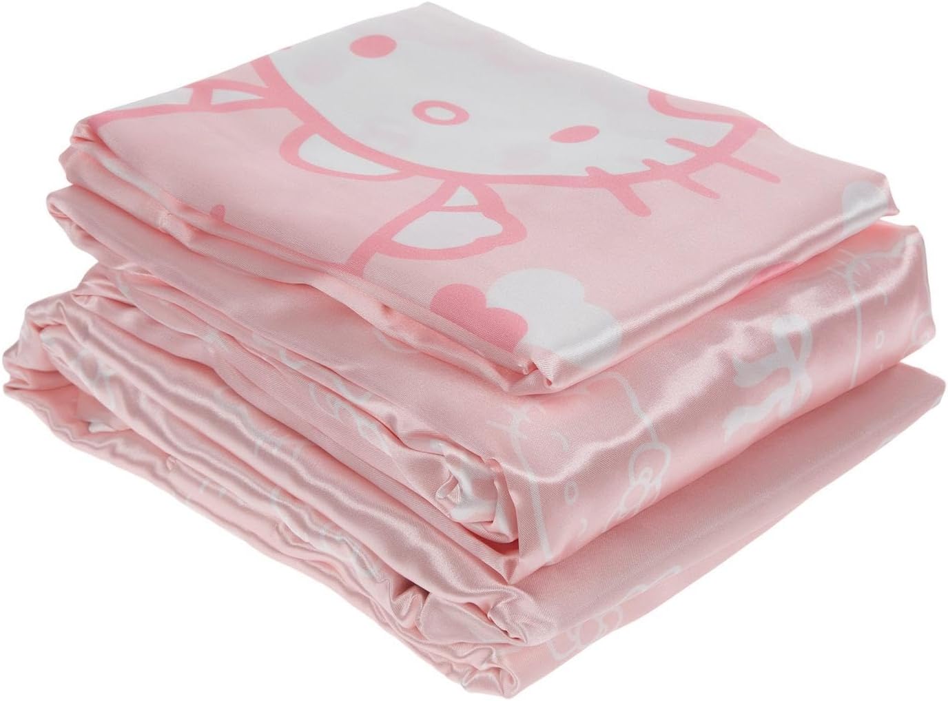 Hobby Lobby Hello Kitty Queen Sheet Set, Pink, White, Includes 1 Flat Sheet, 1 Fitted Sheet, 2 Pillowcases, Bows, Hearts, Strawberries