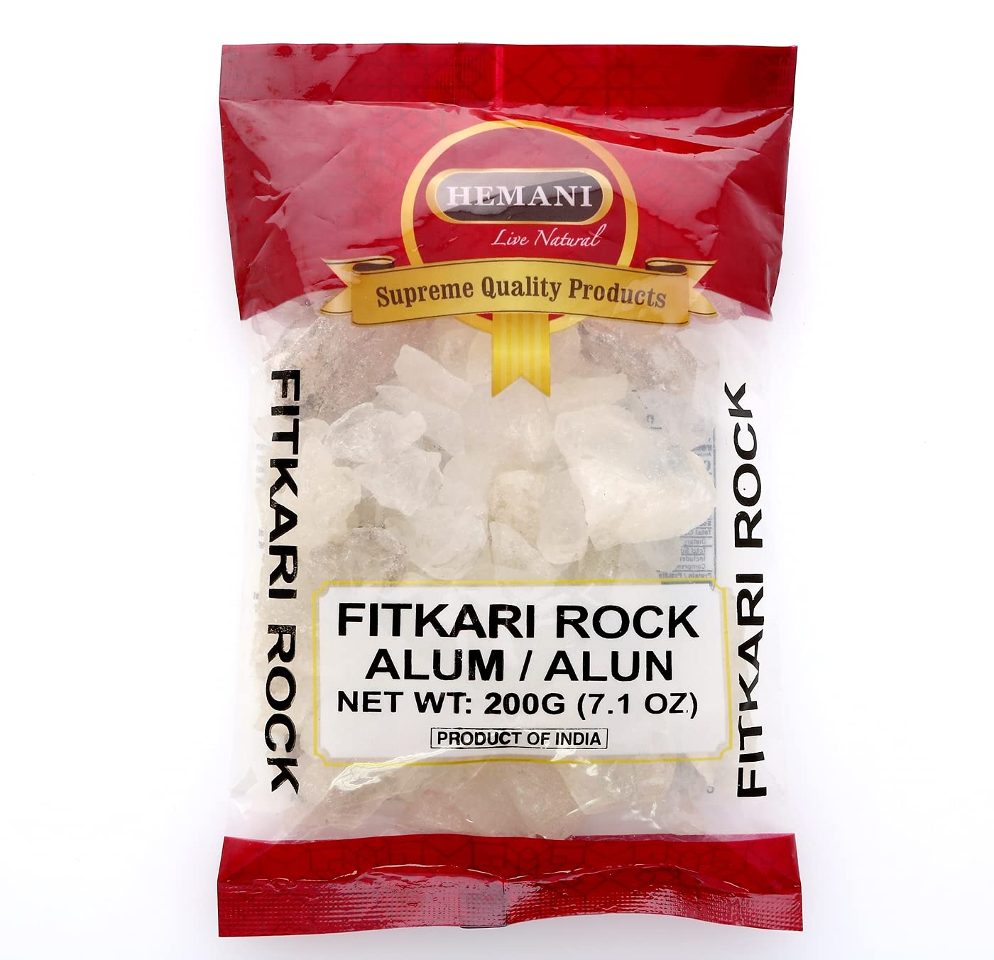HEMANI Alum Stone 200g, Piedra de Alumbre, Fitkari Block for Shaving