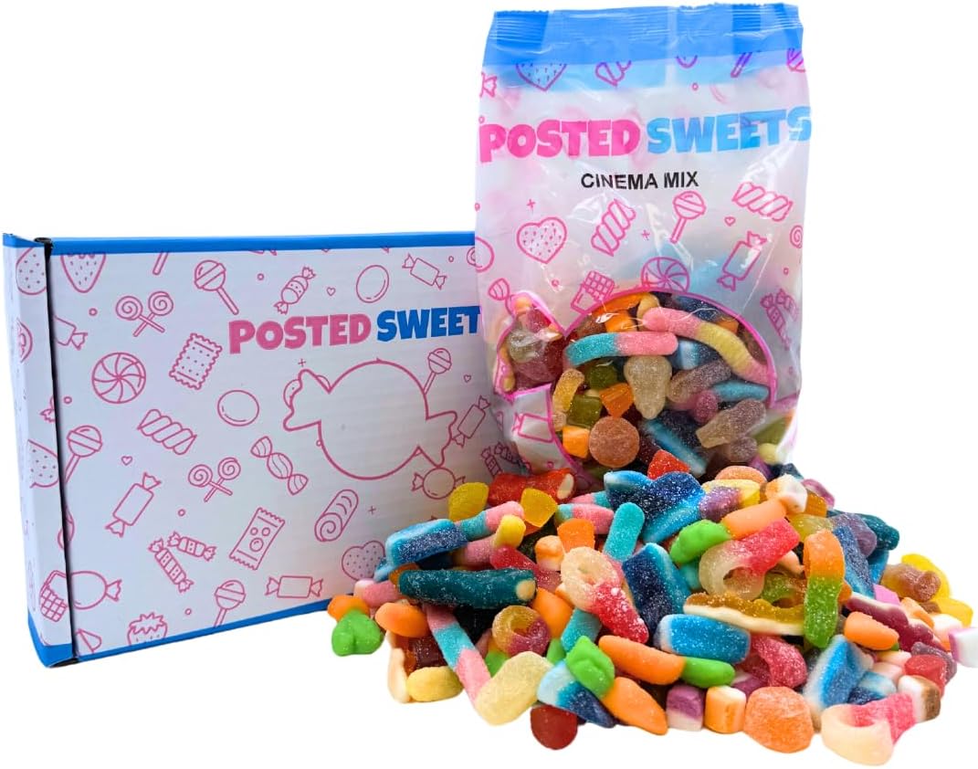 Posted Sweets Quality Cinema Pick & Mix Bag, Retro Candy Assortment, 700g Gummy and Fizzy Sweet Gift Set
