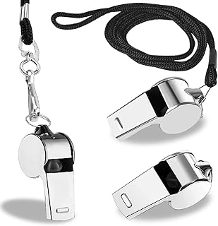 3 Pcs Whistle,Stainless Steel Sports Whistle with Lanyard for Directing Traffic Outdoor Adventure Sports Pet Training