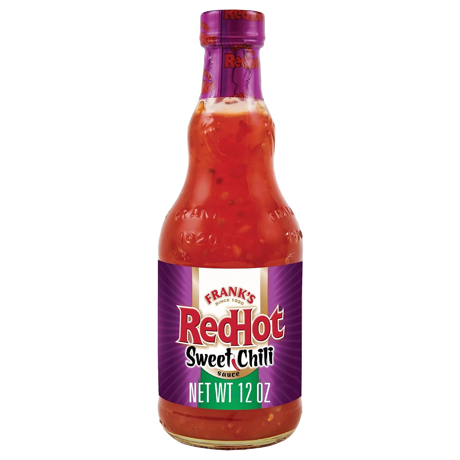 Frank’s RedHot Hot Sauce, Sweet Chili, Sweet & Spicy Fusion to Dip, Marinate, or Pour, For Chicken Wings, Veggies, Shrimp, Seafood, and More, 12 fl oz