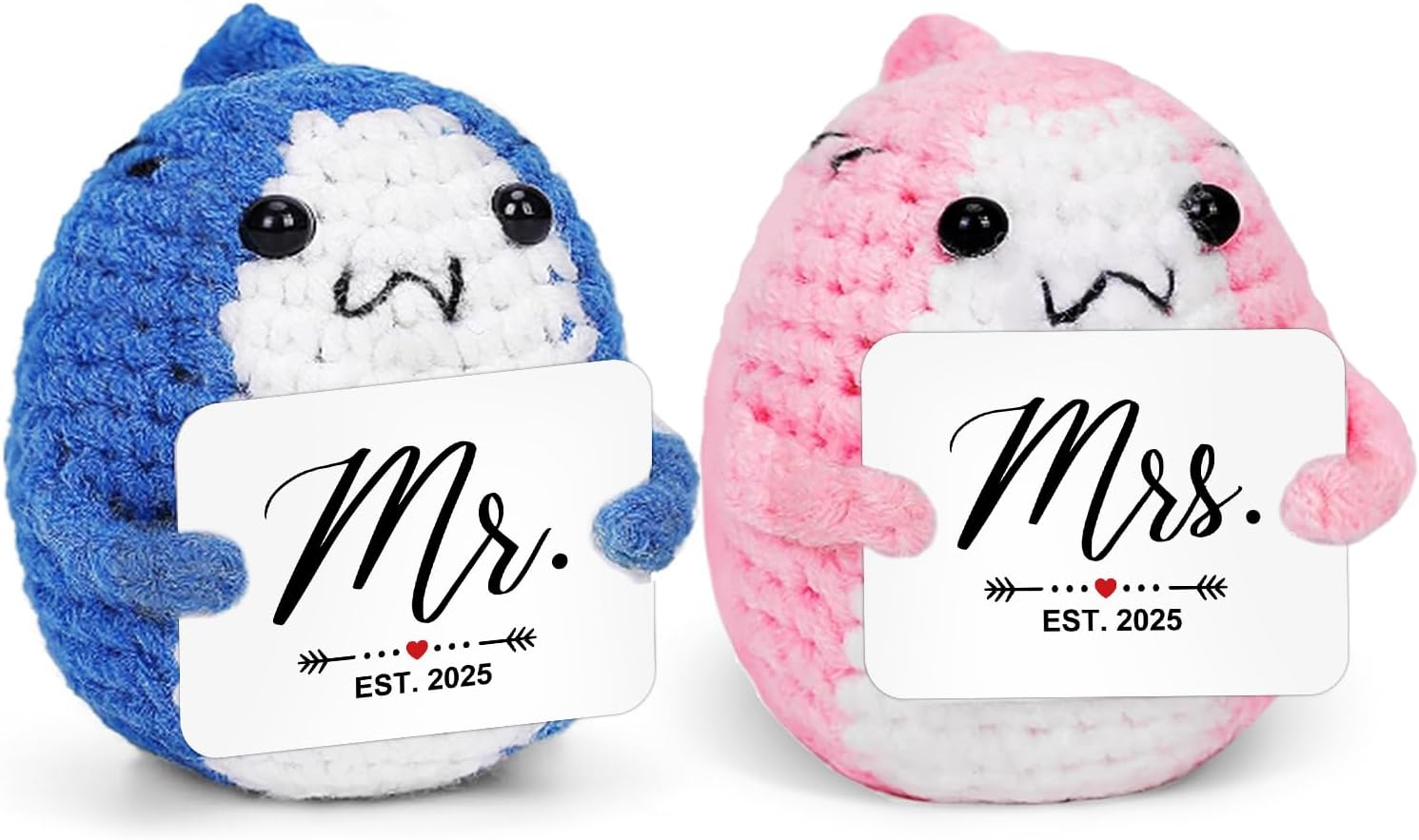 QUPT Wedding Gifts, Mr and Mrs Gifts Shark 2025, Bridal Shower Gift, Wedding Present for Couples 2025, Just Married Gift for Newlywed Couple, Bride, Shark Doll Mr and Mrs Present