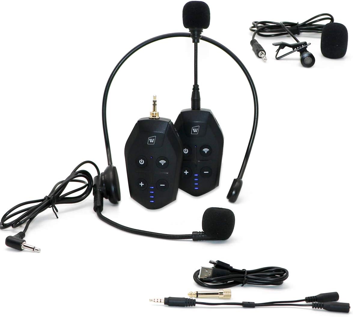 Lavalier Microphone Wireless&Wired Lapel Mic Set for Voice Amplifier Pa System Pa Speaker Video DSLR Camera Recording ect Mini Portable Clip On Rechargeable Transmitter with Receiver