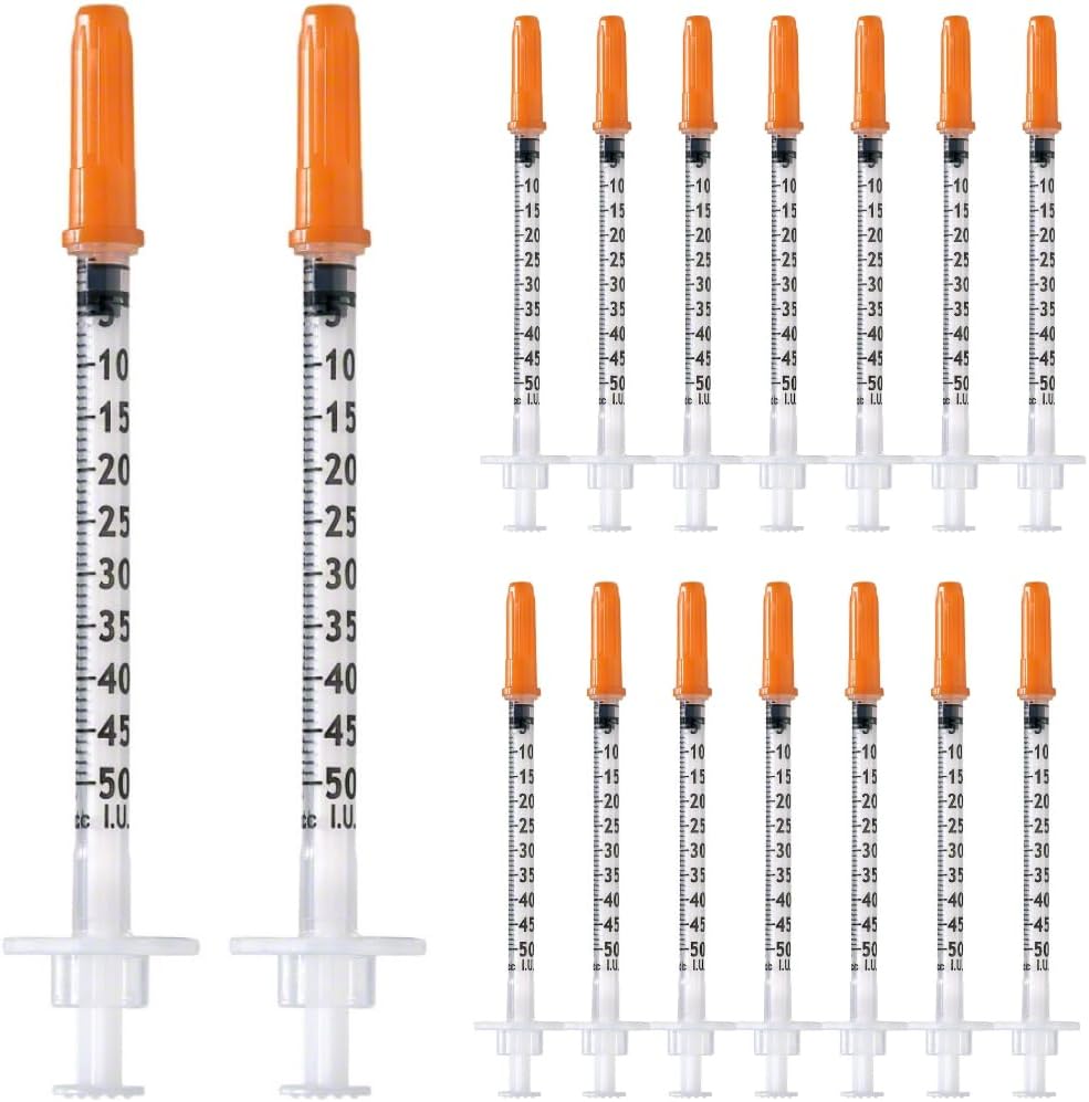 U-100 Syringes - 0.5ml/cc 31G 5/16" (8mm) Disposable Syringes, Individually Wrapped,20 PACK