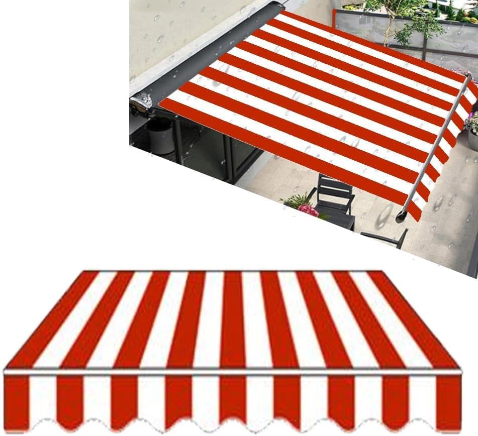 Stripe Retractable Awning Top Replacement Fabric 6.5ft 8ft 10ft 12ft 13ft 16ft 20ft Sun Shade Deck Yard Window Cover Sunsetter Awnings Replacement(Size:8.2x6.5ft/2.5x2m,Color:G)