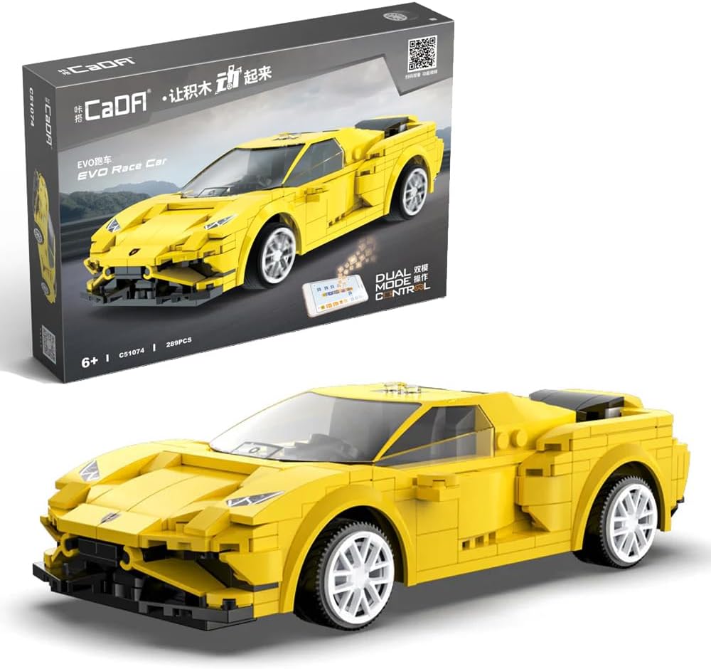 CaDA EVO Yellow Race Car RC Brick Model Age 6+ 289pcs 51074W