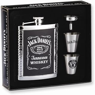 Jack Daniels Licensed Barware Label Gift Set, 6 oz./1 oz, Silver