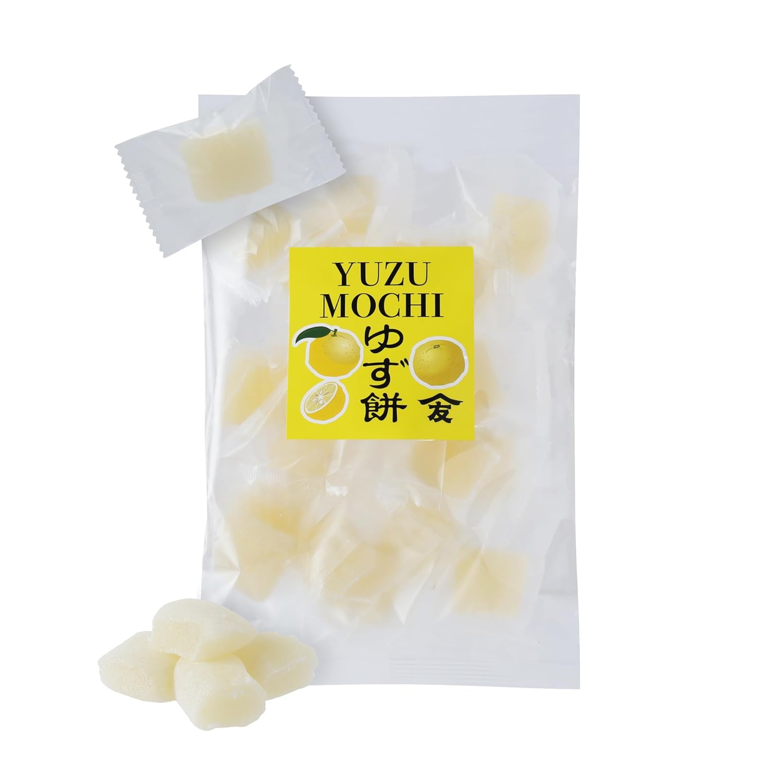 TOMOSAN Yuzu Mochi Candy, Traditional Japanese Citrus Sweets with Yuzu Paste, Soft & Chewy (300g / 10.58oz)
