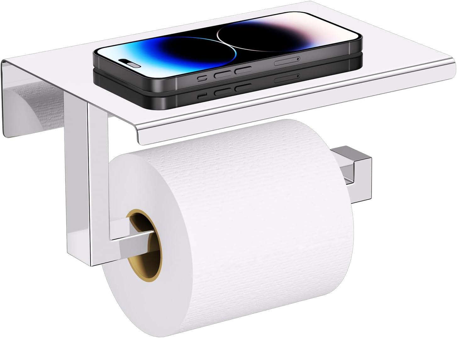 YACVCL Bathroom Toilet Paper Holder with Phone Shelf Chrome