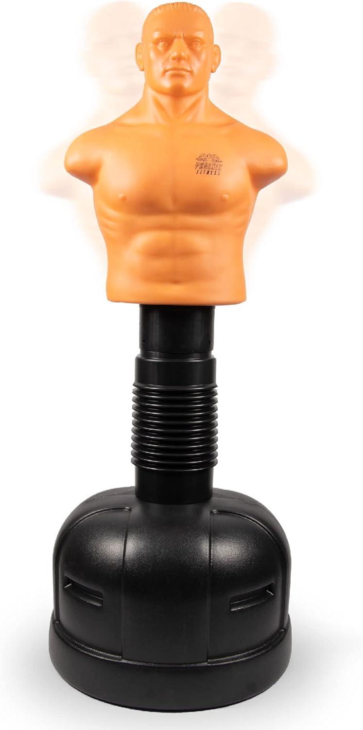 Phoenix Fitness Freestanding Punch Bob - Height Adjustable Body Opponent Punch Bag for Boxing, Kick Boxing & MMA - Pedestal Dummy Punching Bag for Target Practice - Black & Orange