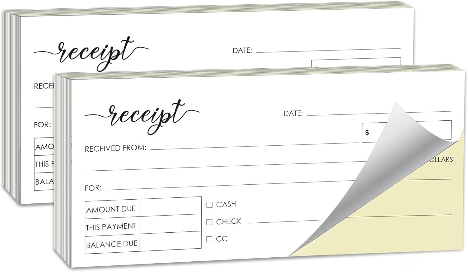 Herzii Prints Receipt Book - 2.75x6 Pocket Size 2-Part Carbonless, Receipt Book for Small Business, Sales Order Book, Receipt Booklet. 2-Part Carbonless