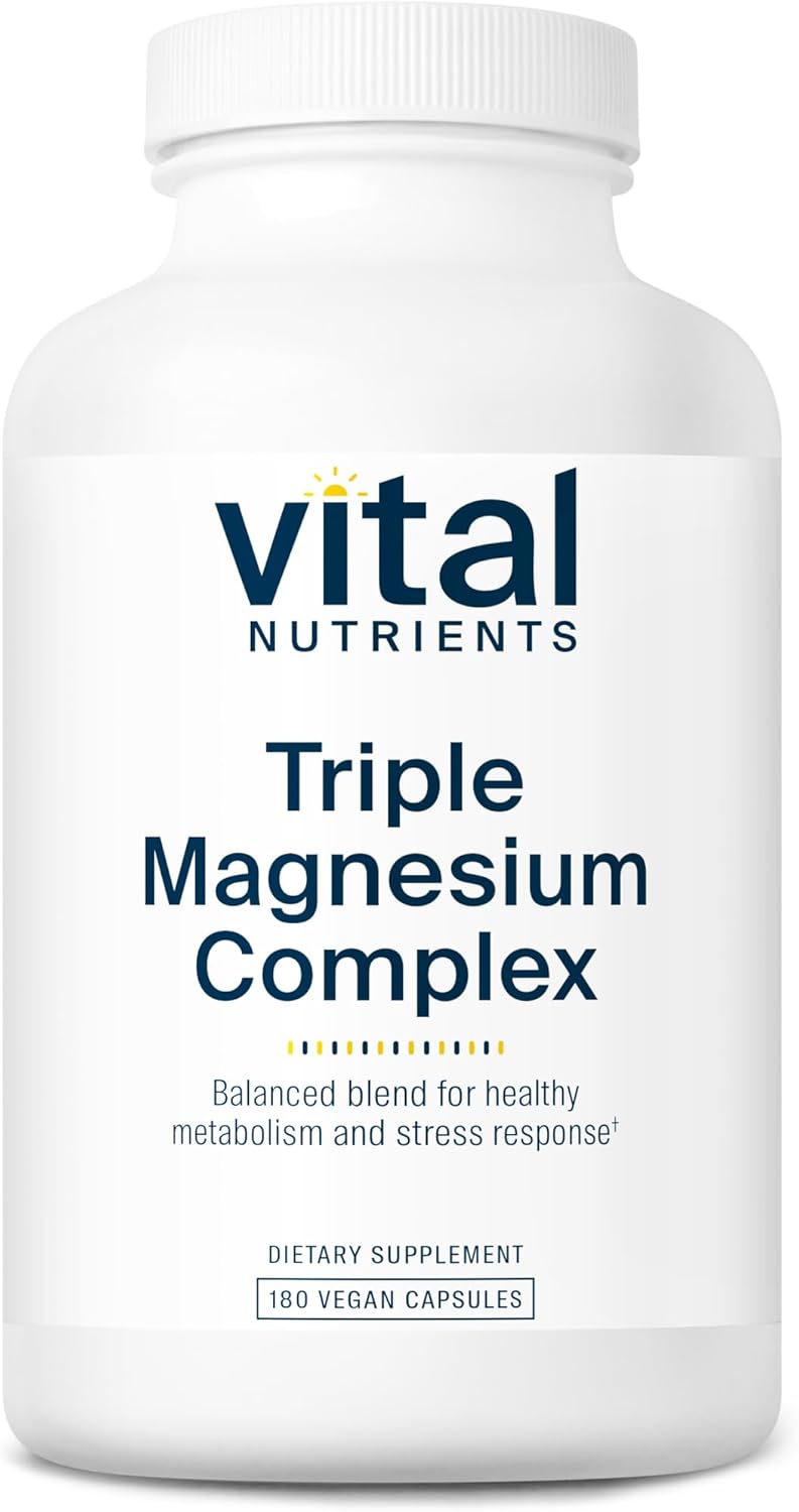 Vital Nutrients Triple Magnesium Complex Supplement | Vegan Magnesium Glycinate, Malate & Oxide 250mg | Easily Absorbed Magnesium Supplement for Stress, Muscle, Heart, Bone Support | 180 Capsules