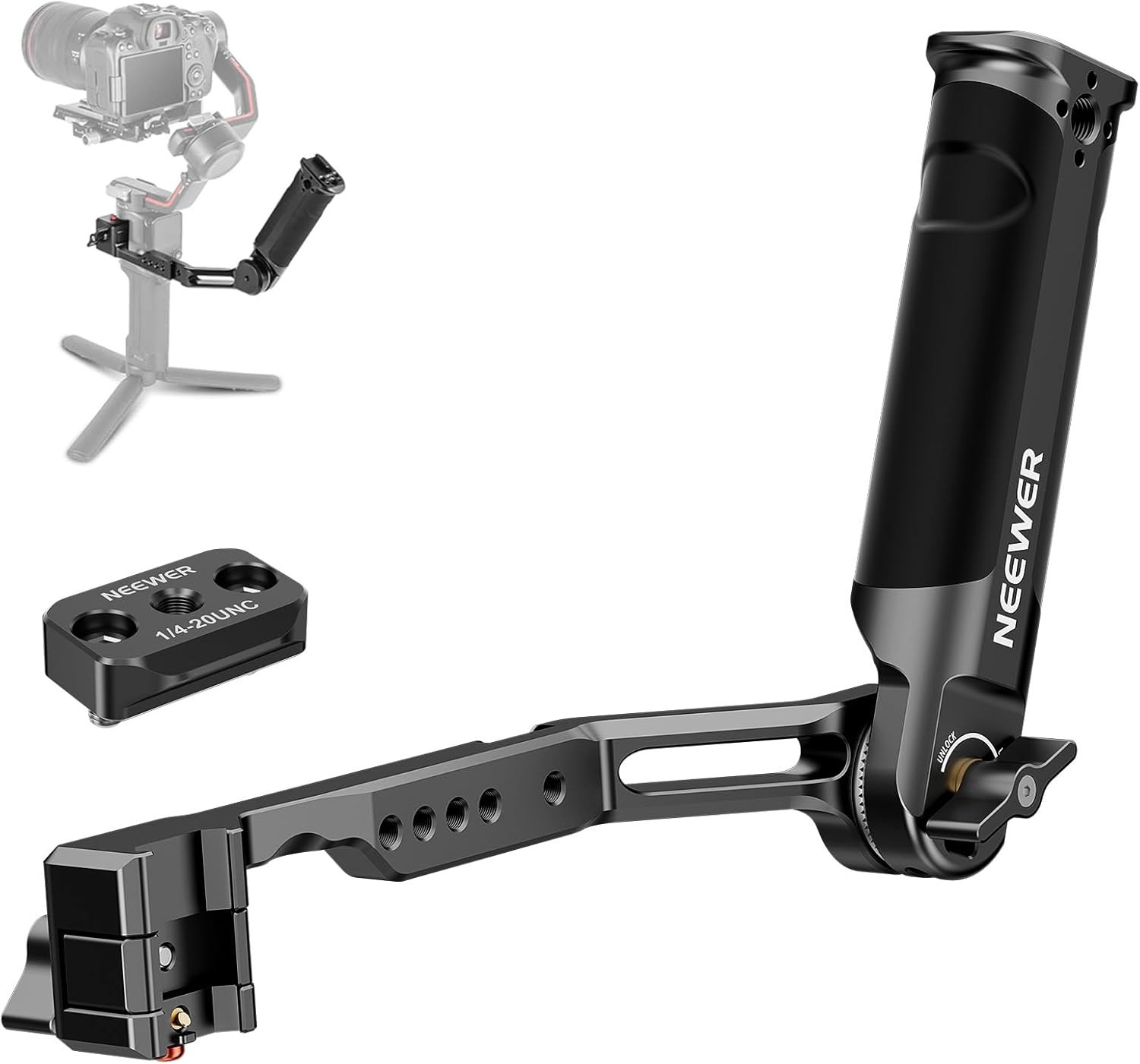 NEEWER RS4 RS3 Adjustable Gimbal Sling Handle Grip with NATO Rail, Compatible with DJI RS4 RS4 Pro RS3 RS3 Pro RS3 Mini RS2 RSC2 Ronin-S Ronin-SC for Low Angle Shot, Max Load 13.2lb, ST49