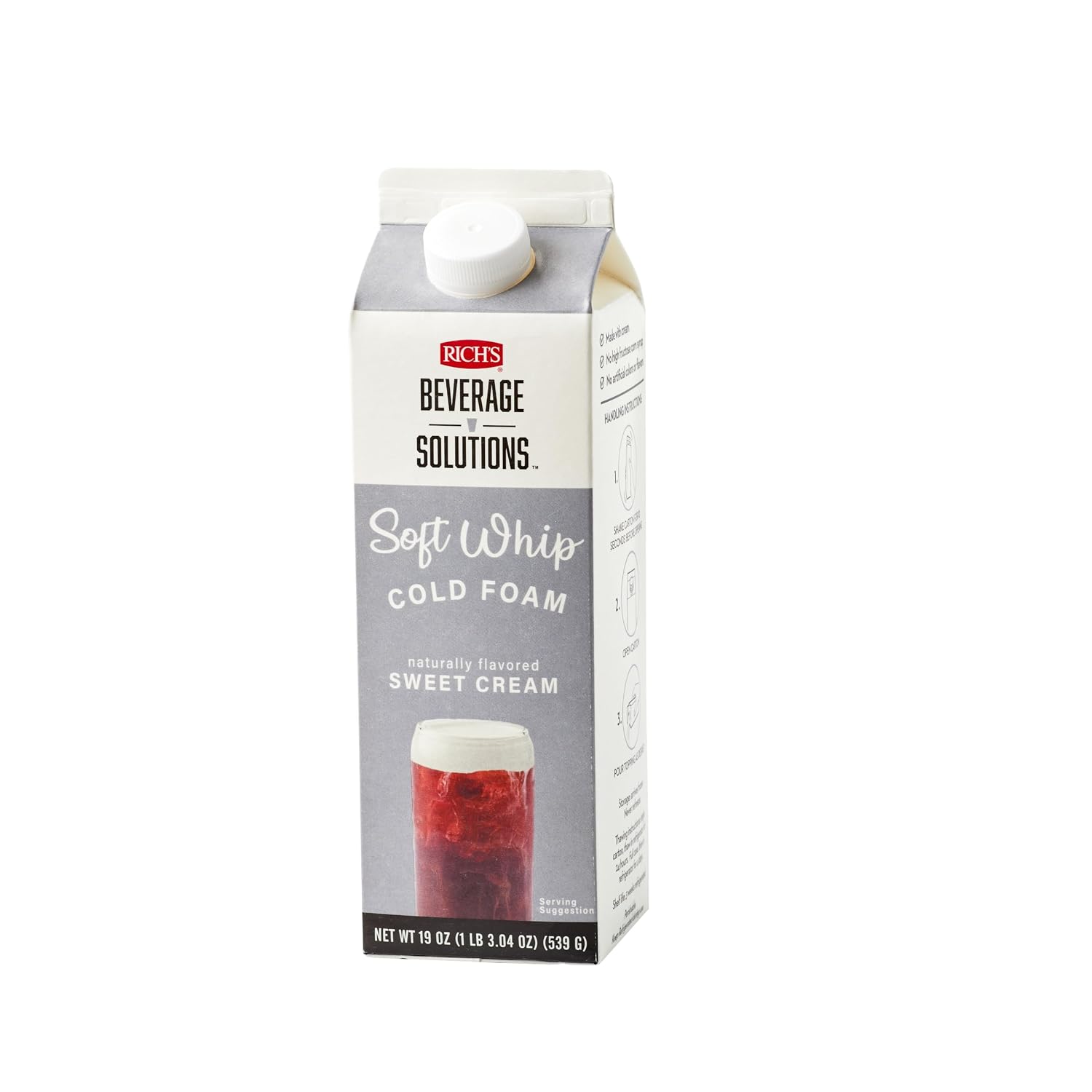 Rich's Sweet Cream Soft Whip Topping, Naturally Flavored Sweet Cream, Frozen, 6 Pack, 19 oz Cartons
