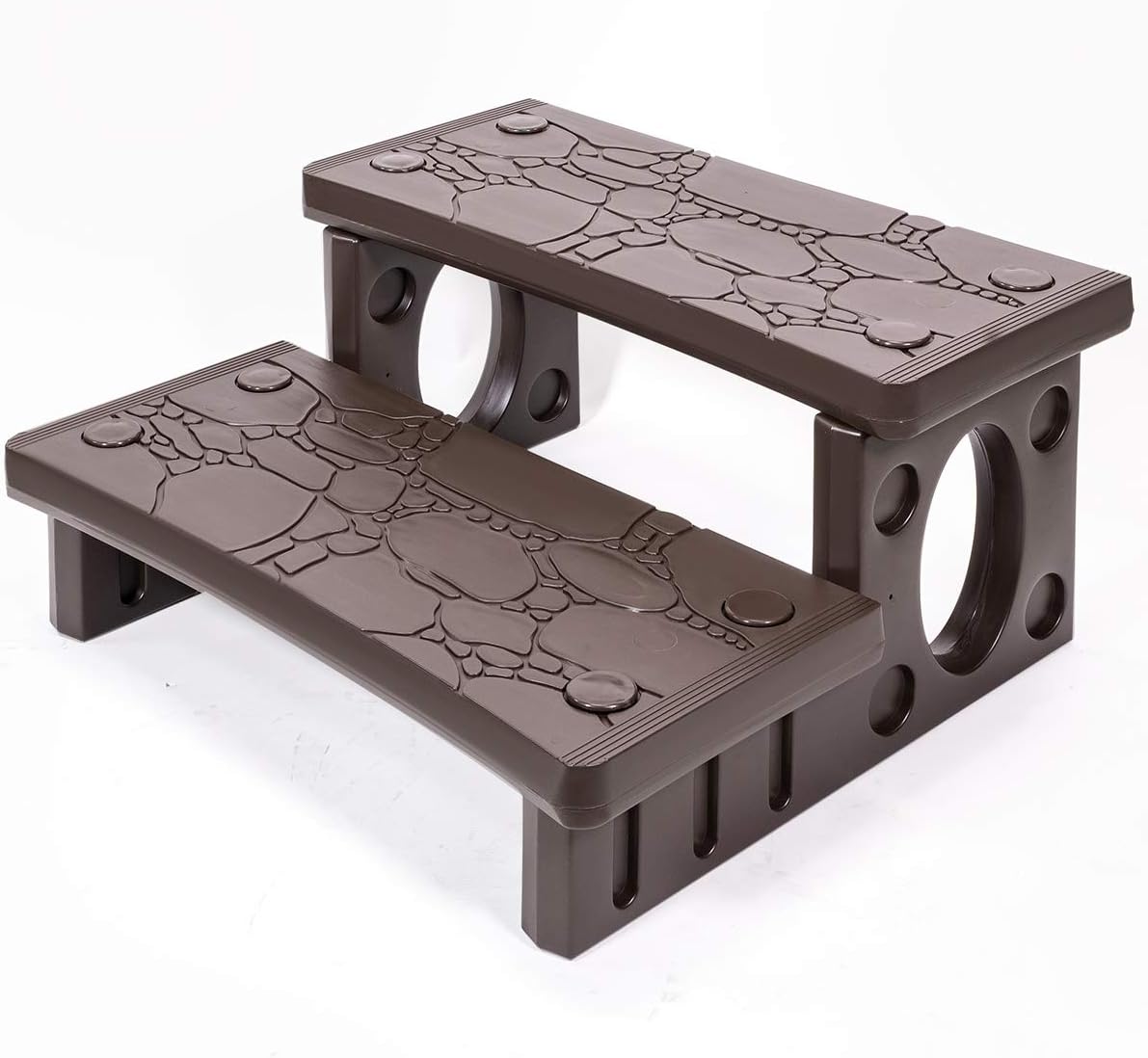 XtremepowerUS Universal Multi Purpose 2-Step Spa Hot Tub Pool Outdoor Indoor Camper RV Deck Steps Sided Step, Mocha