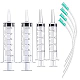 Large Plastic Syringe with Tube 60ml Syringe 20ml Syringe with 13inch Tubing for Scientific Labs, Measuring, Watering, Refilling, Filtration, Feeding Pets, Oil or Glue Applicator, 4pcs