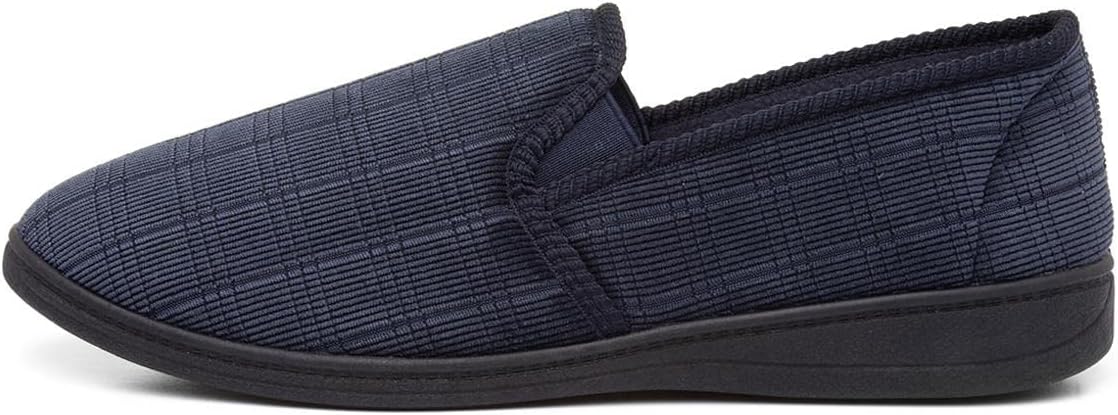 The Slipper Company Mens Navy Check Full Slipper