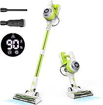 Belife Cordless Vacuum Cleaner, 28Kpa Lightweight Stick Vacuum with Self Standing, Powerful Vacuum with LED Display & Anti-Tangle, Portable Wireless Vacuum for Carpet, Hard Floor, Pet Hair (Green)
