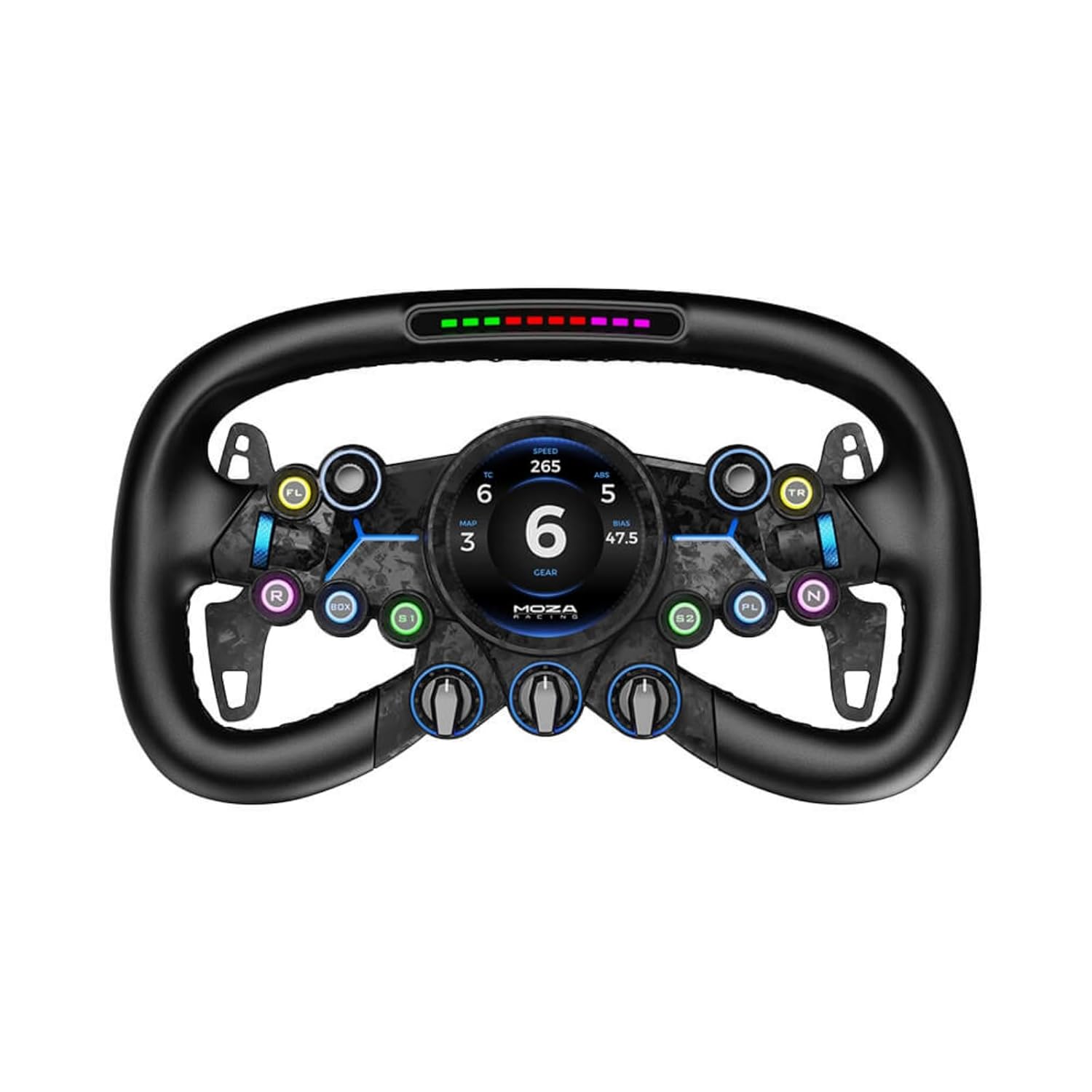 MOZA Vision GS Racing Wheel With 2.85-Inch HD Circular Touch Screen,Aerospace-Grade Aluminum Alloy Construction Microfiber Leather Grips Game Wheel Compatible All WheelBases