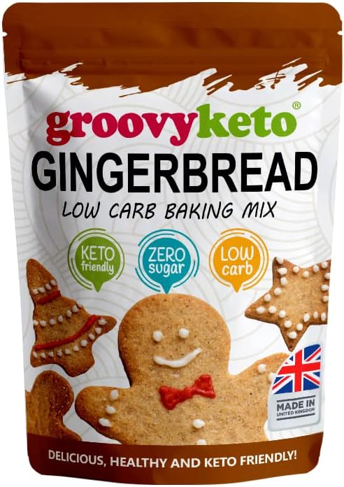 Groovy Keto Gingerbread Mix Sugar Free | Low Carb | Keto Friendly | Only 1.2g Net Carbs Per cookie | Keto Baking Mix, Diabetic Friendly - 255g Pouch