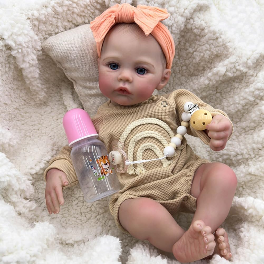 Lonian 18 Inch 45cm Reborn Baby Doll with Cuddly Body Realistic Doll (brown)