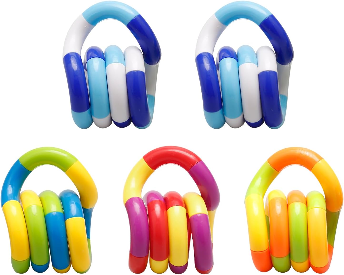 Rumyve 5Pcs Stress Relief Tangle Ropes,Creative Therapy Twisted Ropes,Fidget Sensory Rope for Kids Adults Home Office Relieving Stress Focus Concentration