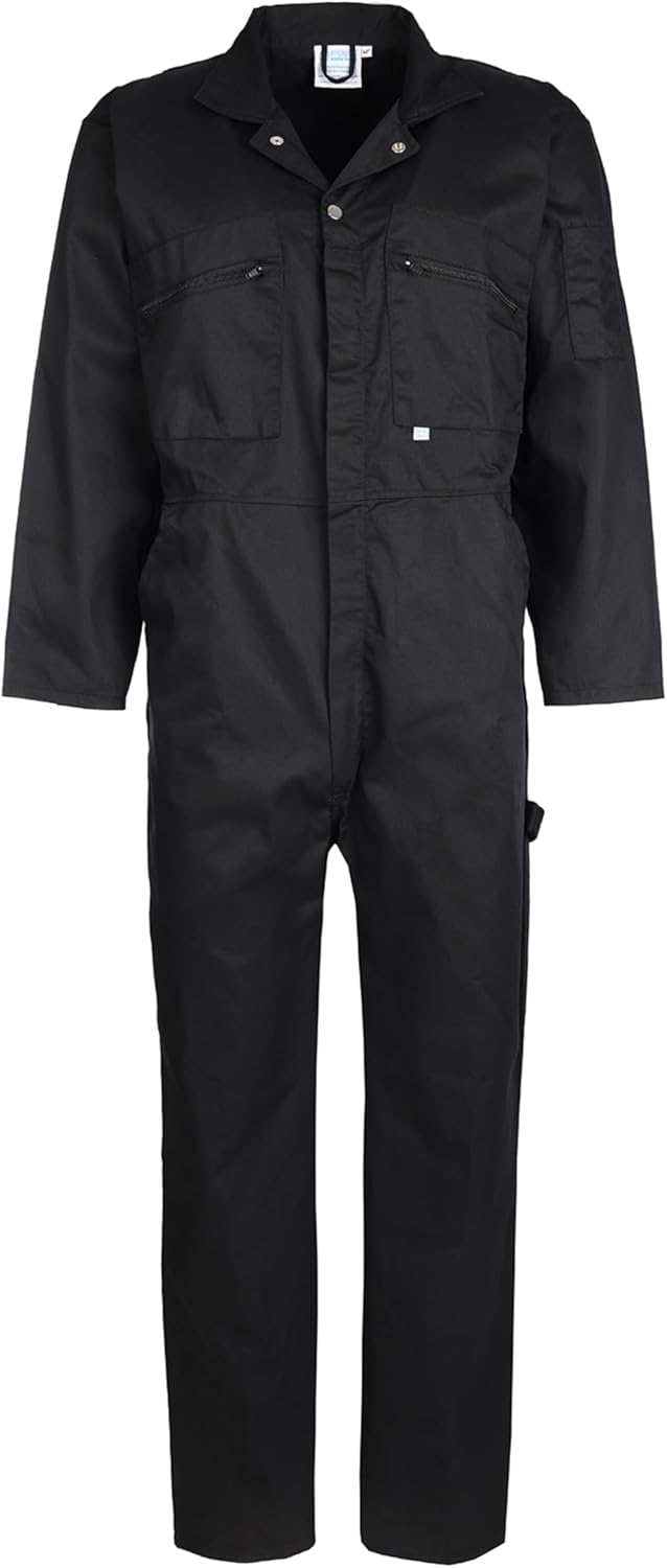 Fort - Zip Front Coverall - Black - 50" - Handy Pockets - Work Overalls for Men