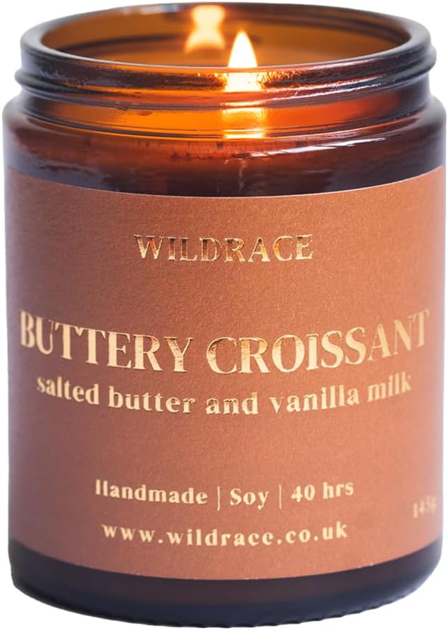 WILDRACE Buttery Croissant Pastry Scented Candle | Luxury Aromatherapy Scented Soy Candle | Bakery Gifts