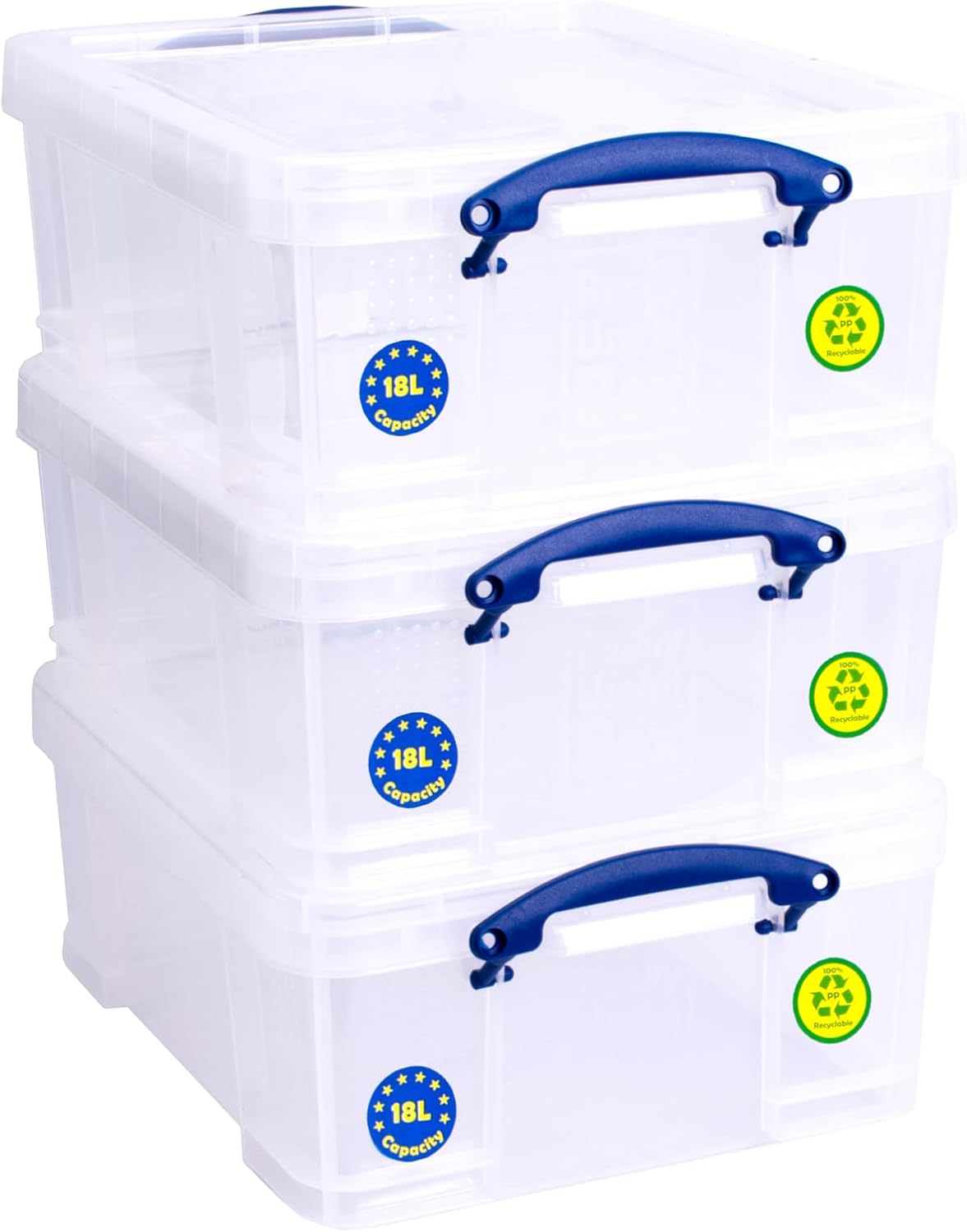 Really Useful Box Plastic Storage 18 Litre Clear (Pack Of 3)