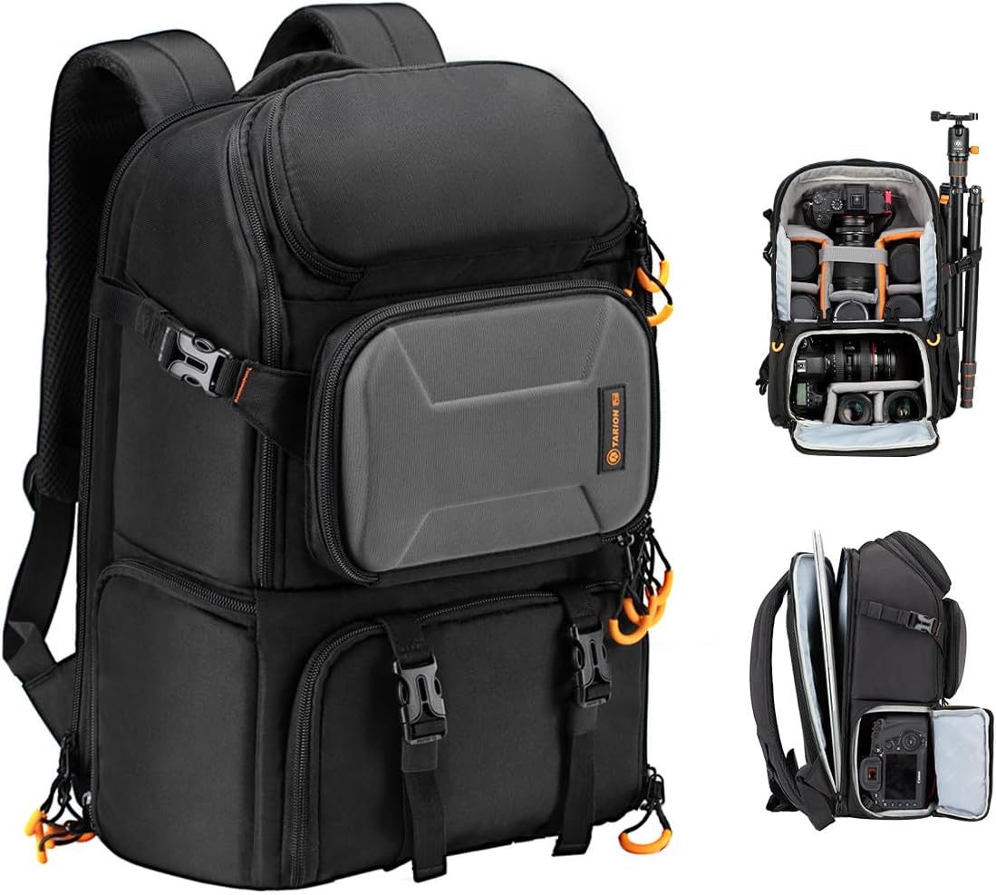 TARION 15L Camera Backpack Large - Camera Bag with 15.6" Laptop Compartment Tripod Holder Waterproof Raincover Outdoor Photography Hiking Travel Professional DSLR Rucksack for Men Women PBL