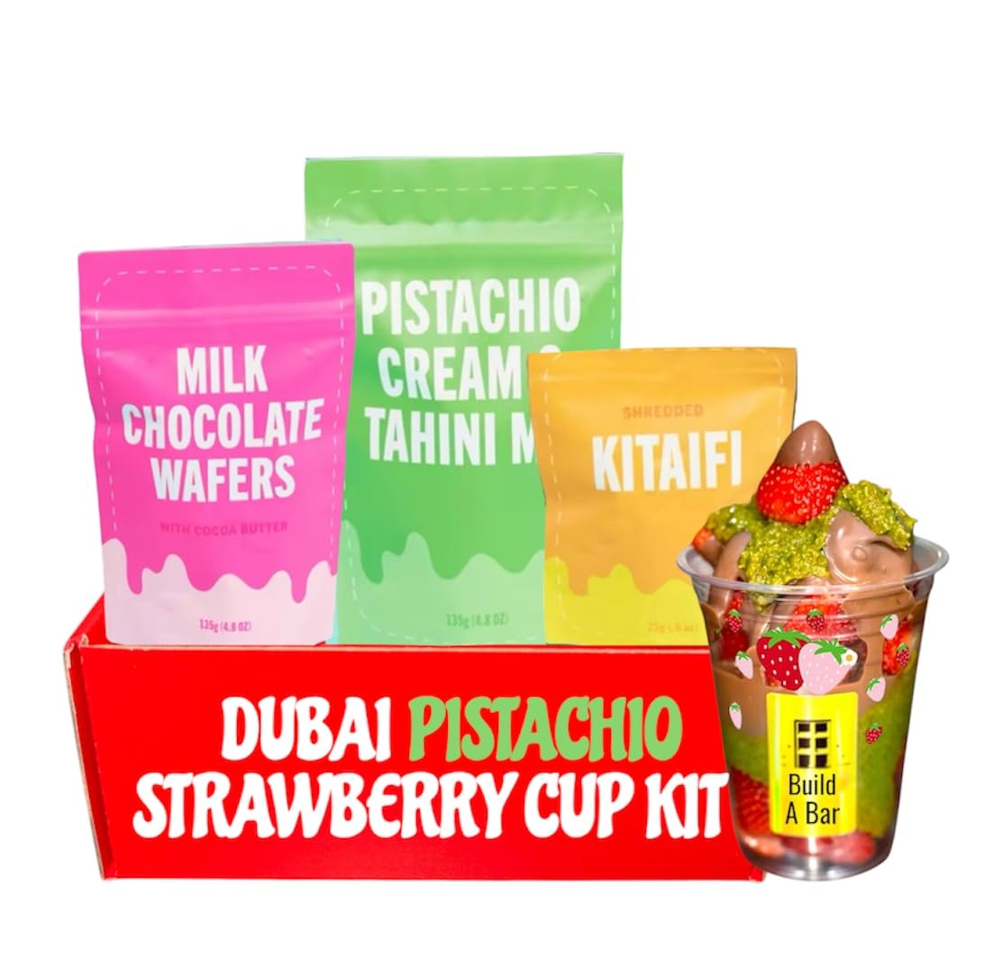 DIY Dubai Pistachio Chocolate Strawberry Making Kit Pistachio Butter, Knafeh/Phyllo Dough, Chocolate Valentines Day Gift