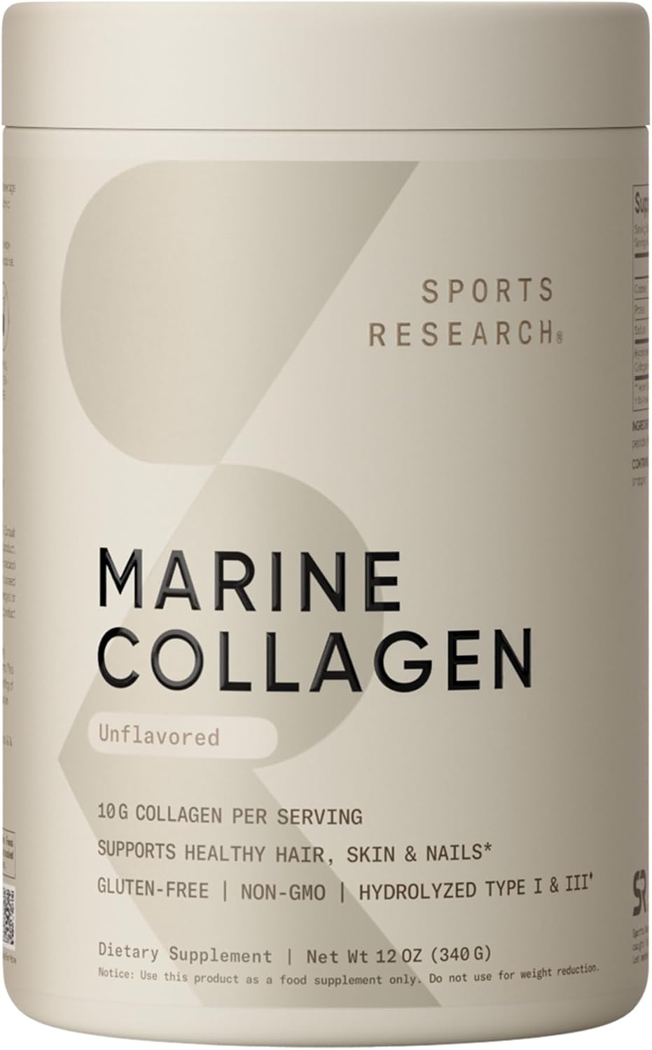 Sports Research® Wild-Caught Marine Collagen Peptides Powder, 34 Servings