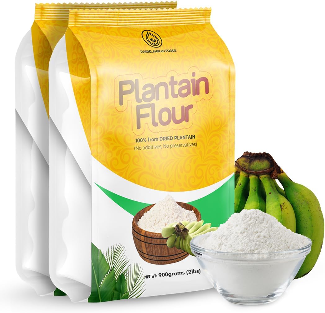 Plantain Flour | 2lb | Gluten Free and Allergy Free Healthy flour | For pancakes, muffin, plantain Amala/Fufu | Premium Quality Brand | TundeLaniran Foods