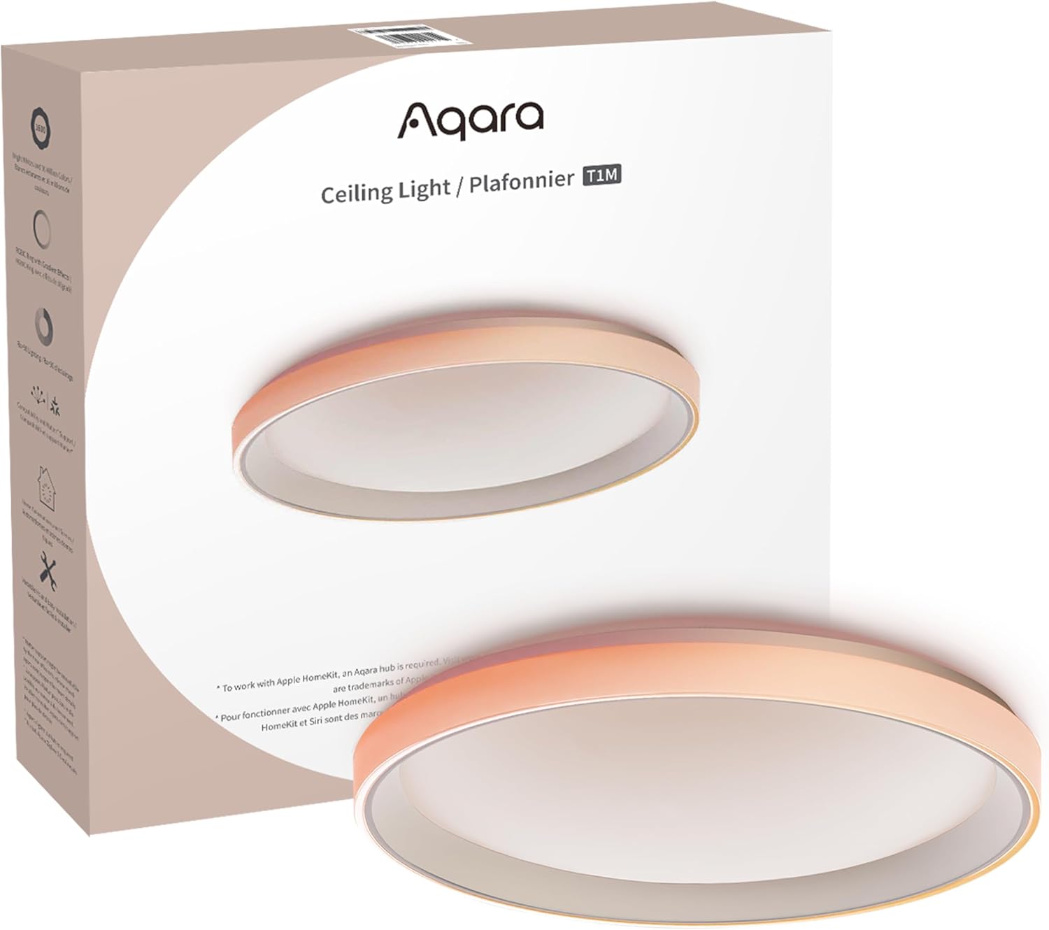 Aqara LED Ceiling Light T1M,Matter Over Bridge,Requires Zigbee 3.0 HUB,RGB+IC with Gradient Effects and 16 Million Colors,40W 3450lm,2700-6500K Tunable White,Supports HomeKit,Alexa and IFTTT