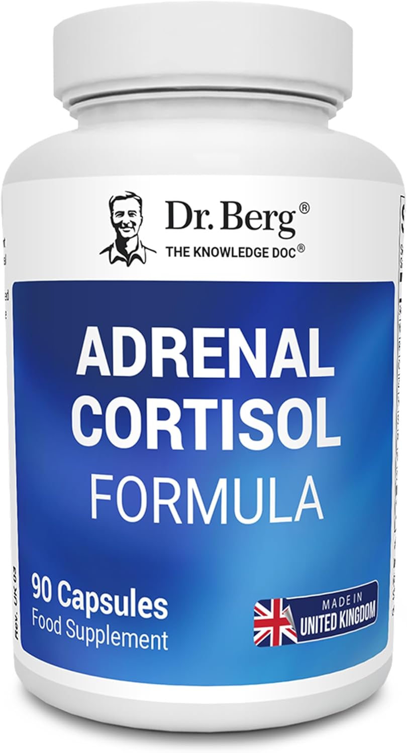 Dr. Bergโs Adrenal & Cortisol Formula - Supplement for Hormone Balance, Stress, & Focus - Support for Healthy Adrenal Gland - Vegetarian Ingredients 90 Capsules