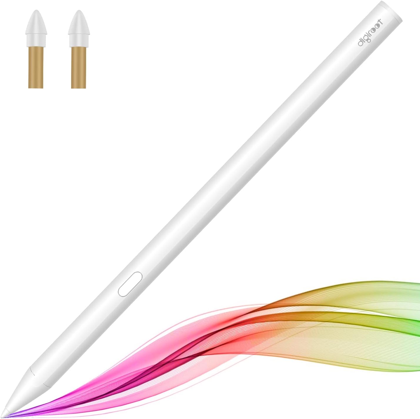 Stylus Pen for iPad, Digiroot Stylus for Touch Screens with Palm Rejection Exclusive for iPad/iPad Pro/iPad Mini 2018-2021 Version, No Bluetooth Required, Come with Extra 2 Replacement 1.2mm Fine Tips