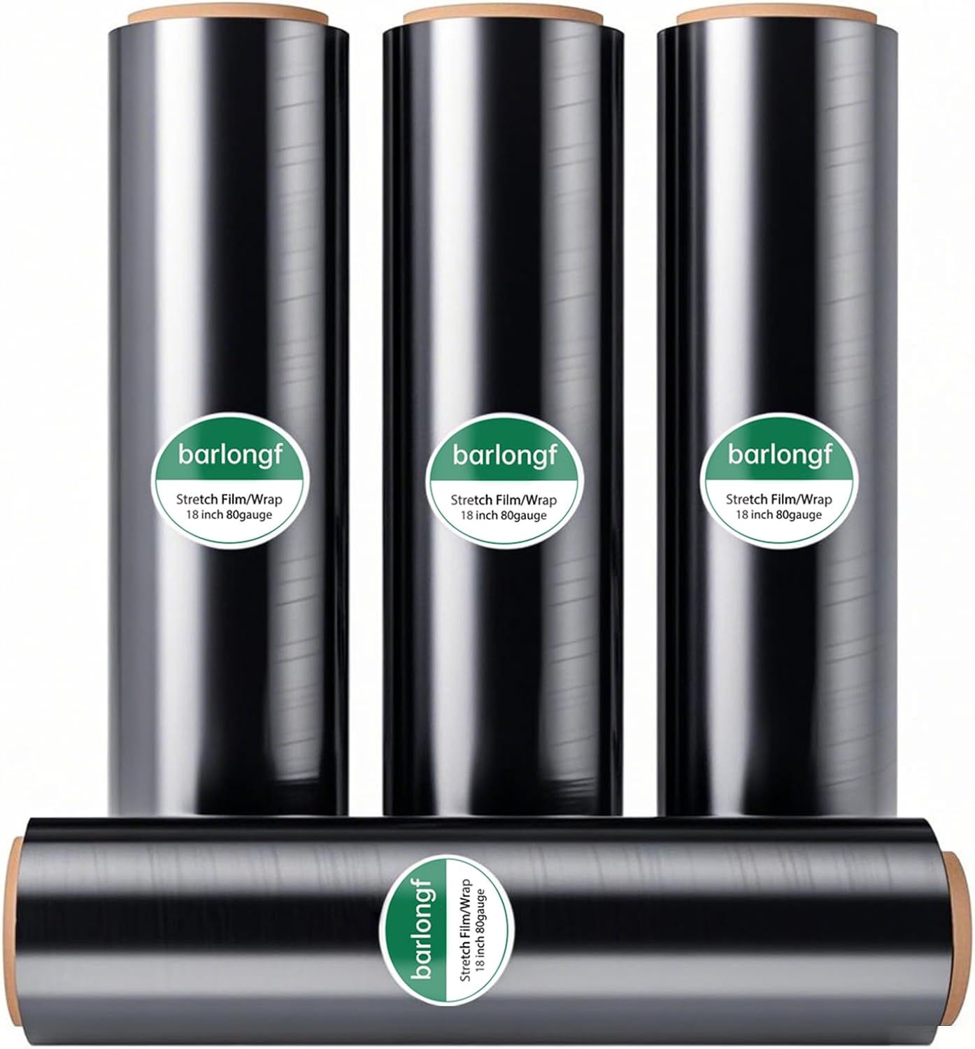 Black Stretch Wrap Roll-Heavy Duty Industrial Strength 18in x 1500ft, Black Cling Shrink Wrap Film Roll 80 Gauge - Ideal for Warehouse, Moving, Shipping, and Household Packi