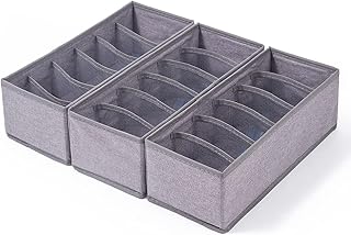 Qozary 3 Pack Sock Underwear Drawer Organizer Dividers, Collapsible Cabinet Closet Storage Boxes for Clothes, Socks, Lingerie, Underwear, Tie, Belt, Baby, Bedroom